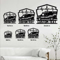 Ambulance metal sign size guide displaying several available square sign sizes in a room setting