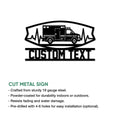 Ambulance metal sign with emergency vehicle and ECG heartbeat artwork, shown with product feature information
