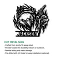 Cut metal welder sign shown with a bald eagle and welding torch in a patriotic wall art design