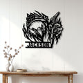 Patriotic welder metal sign displayed on a light wood wall as bold garage or workshop decor
