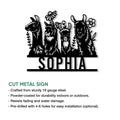Alpaca family metal sign shown as a cut steel wall decor design with a bold black silhouette