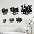 Alpaca family metal sign size guide showing six available square size options