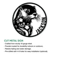 Round otter metal sign shown with a cut-metal design and indoor or outdoor decor presentation