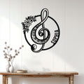 Piano wall decor displayed on a white paneled wall above a console table in a bright home interior
