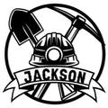 Miner metal sign featuring a hard hat, crossed mining tools, circular emblem, and decorative banner