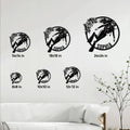 Scuba diving metal sign size guide displaying six available square sizes from 8 by 8 to 24 by 24 inches
