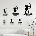 Archery metal sign size guide showing archer silhouettes in multiple square size options