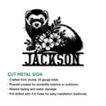 Floral ferret cut metal sign shown as a black silhouette wall decor design