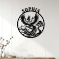 Phoenix wall decor displayed on a light paneled wall above a console in a modern home interior