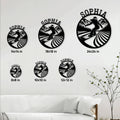 Snowboarding metal sign size guide showing available square sizes from 8 by 8 to 24 by 24 inches