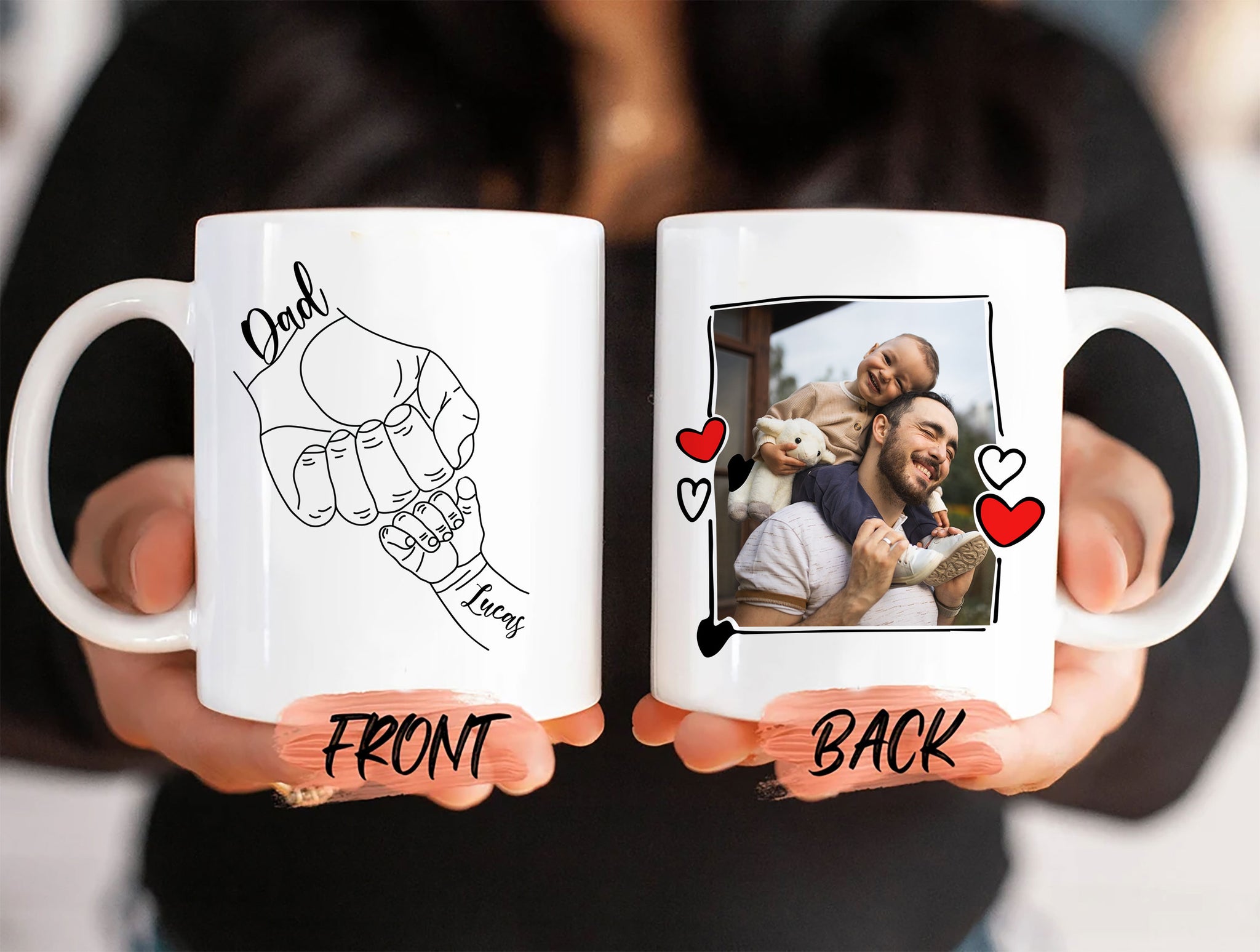 Personalized Dad Mug, Mug with Photo, Custom Kid's Photo Coffee Mug, Custom Photo Dad & Child Coffee Cup, Father's Day Gift for Dad, Grandpa