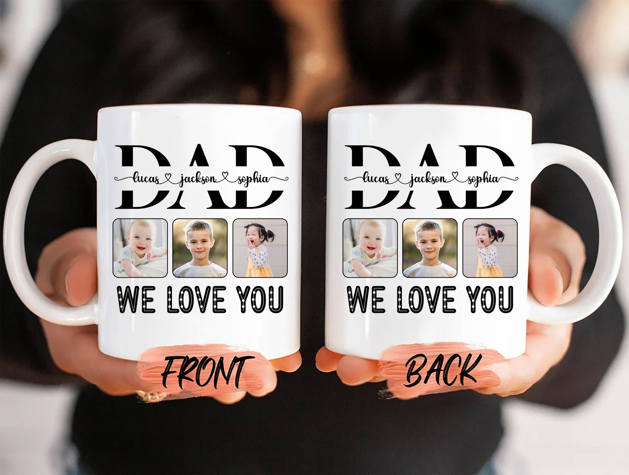 Personalized Dad Mug, Mug with Photo, Custom Kid's Photo Coffee Mug, Custom Photo Dad & Child Coffee Cup, Father's Day Gift for Dad, Grandpa