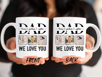 Personalized Dad Mug, Mug with Photo, Custom Kid's Photo Coffee Mug, Custom Photo Dad & Child Coffee Cup, Father's Day Gift for Dad, Grandpa