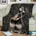 Custom Miniature Schnauzer blanket styled across a sofa with a cozy reading setup