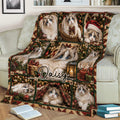 Festive Ragdoll cat blanket styled on a sofa with Christmas artwork and a cozy reading setting