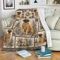 Great Dane throw blanket draped over a sofa with floral artwork and coordinated dog portraits