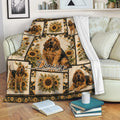 Bloodhound sunflower throw blanket draped over a sofa in a cozy living room