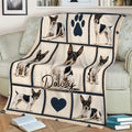 Rat Terrier couch blanket showing black, white, and tan dogs in framed portrait panels