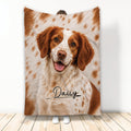 Brittany Spaniel throw blanket with reddish-brown and white dog artwork displayed vertically