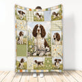 English Springer Spaniel throw blanket with floral patchwork artwork and scenic dog portraits