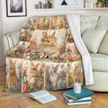 Floral rabbit throw blanket draped over a sofa in a cozy living room