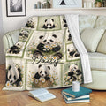 Cute panda blanket draped over a sofa, featuring floral panda artwork for cozy living room decor