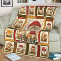 Rustic mushroom throw blanket styled on a living room sofa