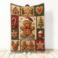Christmas gingerbread cookie blanket displayed with gingerbread people, candy canes, snowflakes, and festive holiday colors