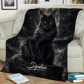 Maine Coon throw blanket featuring a black cat beneath a full moon in a dramatic dark landscape