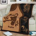 Close view of a toucan throw blanket featuring layered tropical bird illustrations