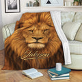 Lion throw blanket draped across a sofa, creating a bold wildlife-inspired lounging space