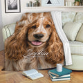 English Cocker Spaniel blanket draped over a couch in a cozy living room