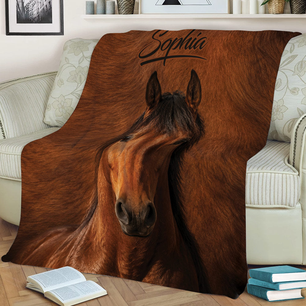 Realistic horse blanket draped across a sofa, creating rustic equestrian-inspired home decor