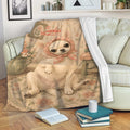 Chihuahua throw blanket featuring a floral dog design draped over a living room sofa