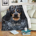Bluetick Coonhound blanket draped over a sofa in a cozy living room