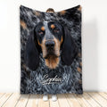Bluetick Coonhound throw blanket with black, tan and blue-speckled hound artwork