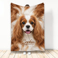 Cavalier King Charles Spaniel blanket featuring a close-up chestnut and white dog design