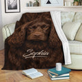 Boykin Spaniel throw blanket draped over a sofa with a warm brown dog design