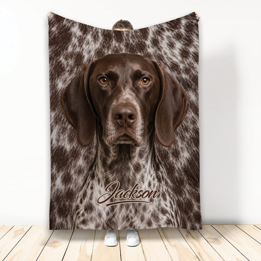 German Shorthaired Pointer blanket with liver-and-white dog artwork