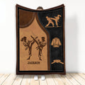 Taekwondo throw blanket with martial artists, uniforms, belts, and brown and black leather-style artwork