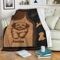 Havanese throw blanket draped over a sofa with cozy dog artwork and paw print accents