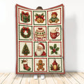 Christmas throw blanket with Santa, gifts, wreaths, stockings, gingerbread and holiday collage artwork