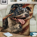 Close view of Staffordshire Bull Terrier throw blanket in a cozy living room