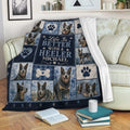 Australian Cattle Dog blanket displayed on a sofa with Heeler artwork and paw print accents