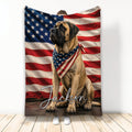 English Mastiff blanket with patriotic American flag artwork and a custom design presentation