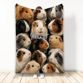 Guinea pig throw blanket displaying a colorful collage of brown, black, white, and tan guinea pigs
