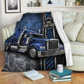 Blue Semi Truck Throw Blanket Draped Over a Sofa in a Cozy Living Room