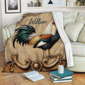 Rustic rooster chicken blanket draped over a living room sofa for cozy home decor