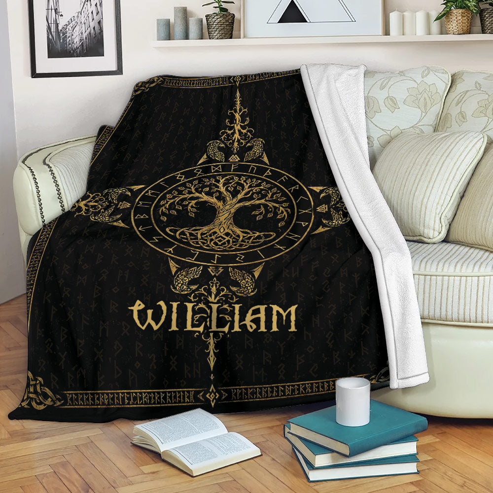 Tree Of Life throw blanket draped over a sofa in a cozy living room