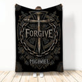 Christian throw blanket featuring an ornate cross, chained border, dark metallic details, and faith-inspired artwork